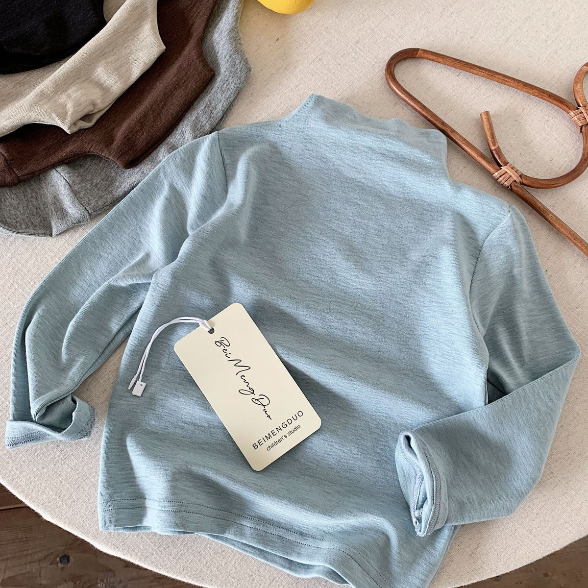 2026 Autumn New Korean-style Children's Multi-Color Off-Shoulder Base Shirt Stretch Skin-Friendly Solid Color Top for Boys and Girls