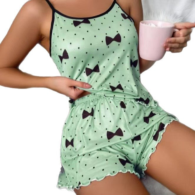 Cross-border hot sale European and American summer women's pajamas two-piece set sexy casual camisole, shorts, loungewear set batch