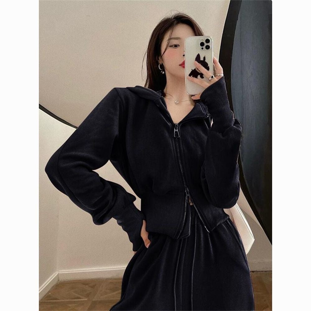 Salt sportswear suit women's spring and autumn new Korean version of student slimming loose fashion sweatshirt casual two-piece set