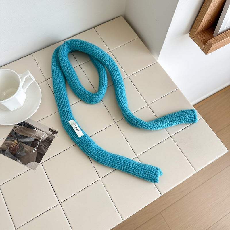 100% wool solid color, thin long long knit scarf