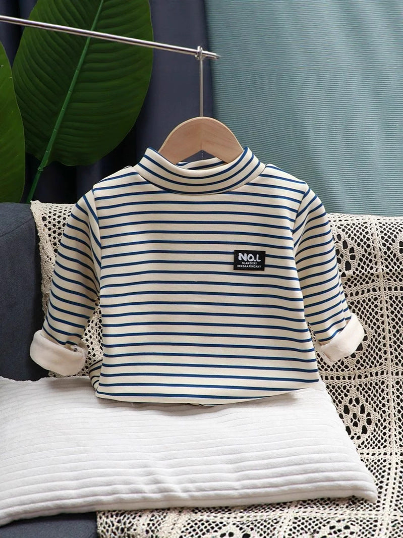 Children's autumn and winter base layers for boys, girls, and warm underwear, fleece-lined thickened shirts