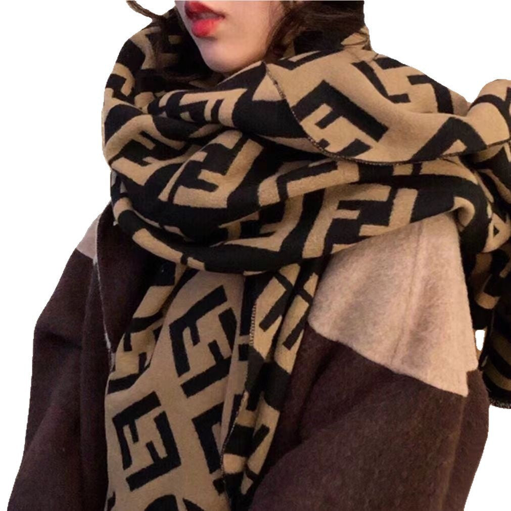 Autumn and winter scarf, new Korean version of Dongdaemun trendy warm scarf, women's shawl, dual-purpose fashion, high-end versatile