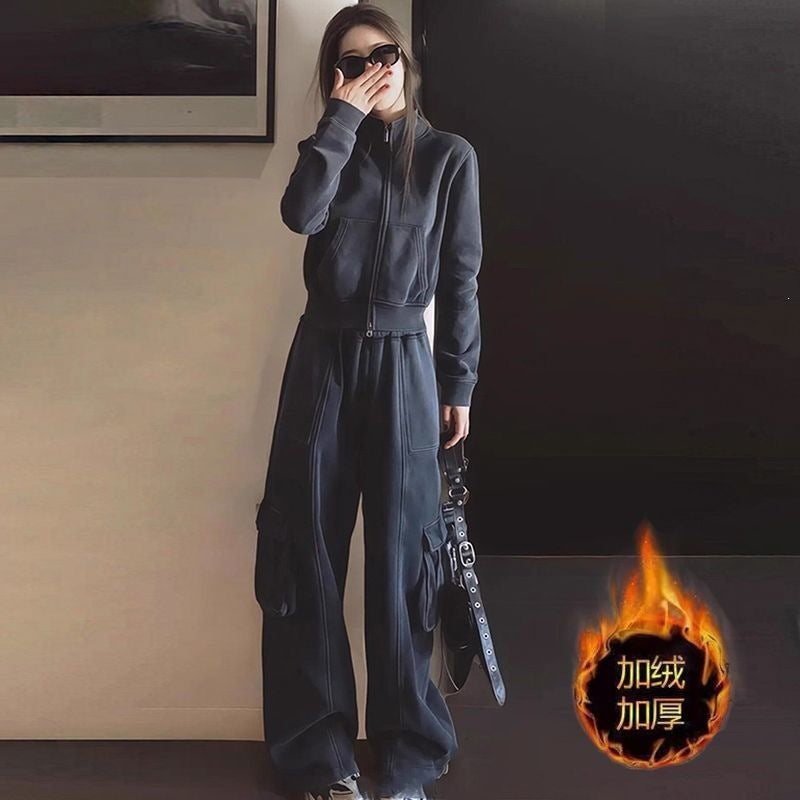 2026 Super Popular Casual Sportswear Set for Women, Spring and Autumn Loose Slimming Fashionable Premium Sweatshirt and Work Pants Two-Piece Set