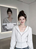 Gray sportswear women's autumn 2026 new women's Korean style casual petite sweatshirt jacket two-piece set