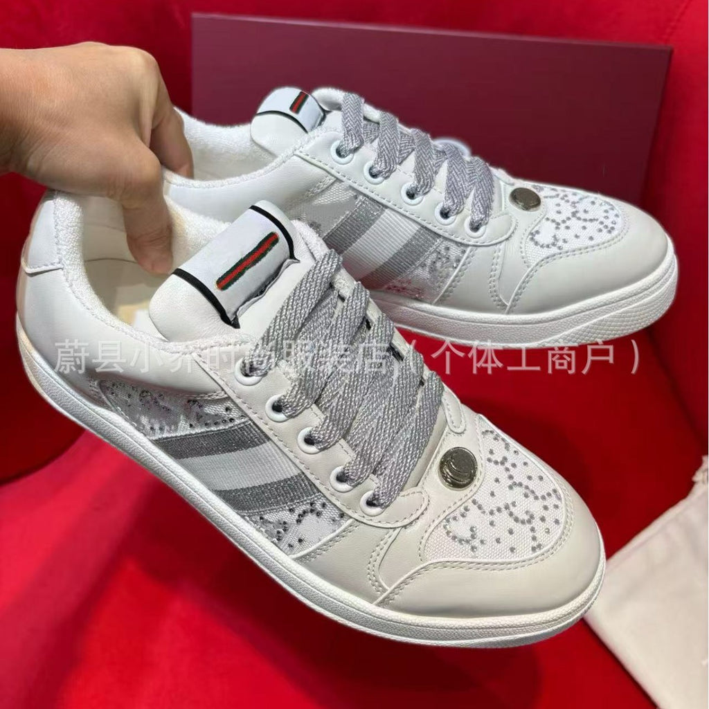 Guangzhou High-Quality Factory Direct Sale GG Family Dirty Shoes for Women 2025 New Casual Sports Shoes Suede White Sneakers for Women