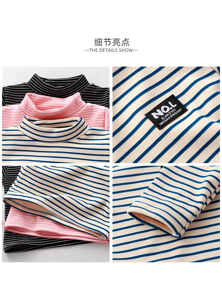 Children's autumn and winter base layers for boys, girls, and warm underwear, fleece-lined thickened shirts