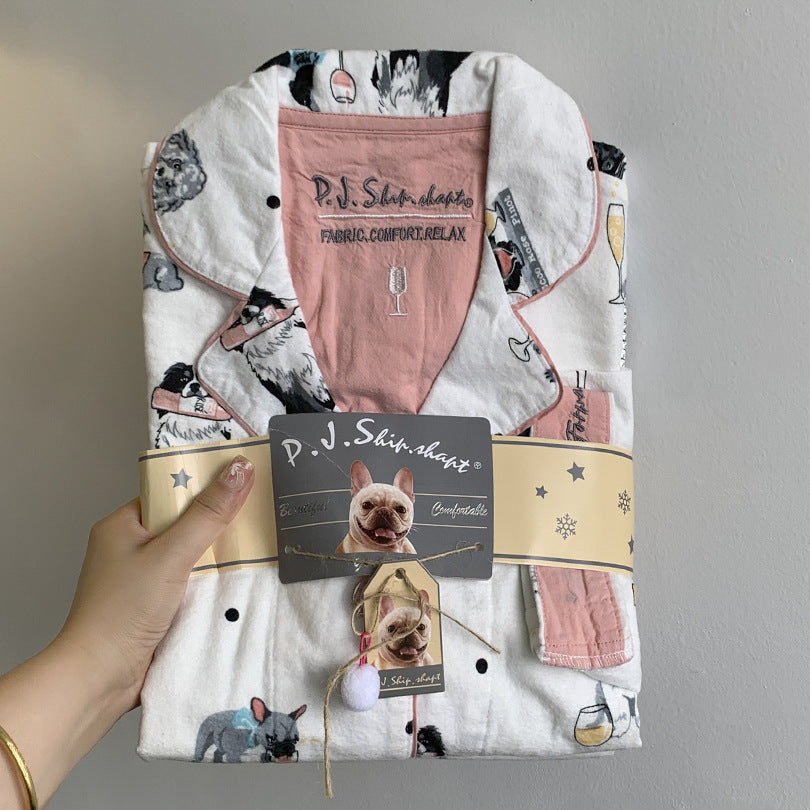 Strong push ~ foreign trade light luxury pjs pajamas spring and autumn sanded cotton pajamas women's long sleeves and pants loungewear pajama sets
