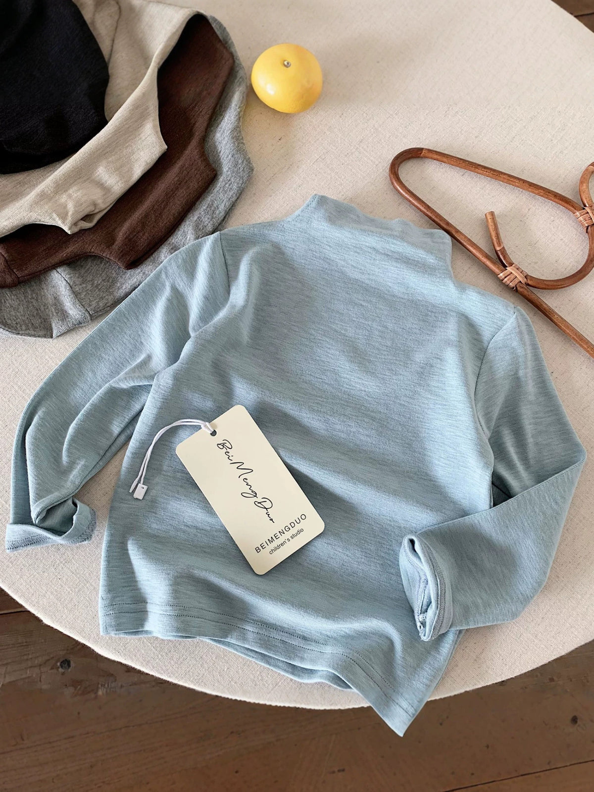 2026 Autumn New Korean-style Children's Multi-Color Off-Shoulder Base Shirt Stretch Skin-Friendly Solid Color Top for Boys and Girls