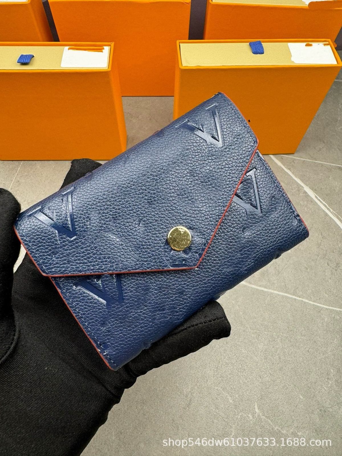 Foreign trade cross-border women's wallet tri-fold short embossed diamond pattern wallet fashionable classic multi-function card case simple