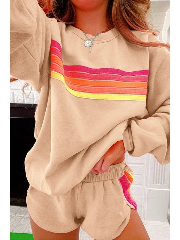 2025 Autumn and Winter European and American Contrast Webbing Set Women's Cross-border Independent Station Cross-border Hot Selling Autumn New Home Suit Women