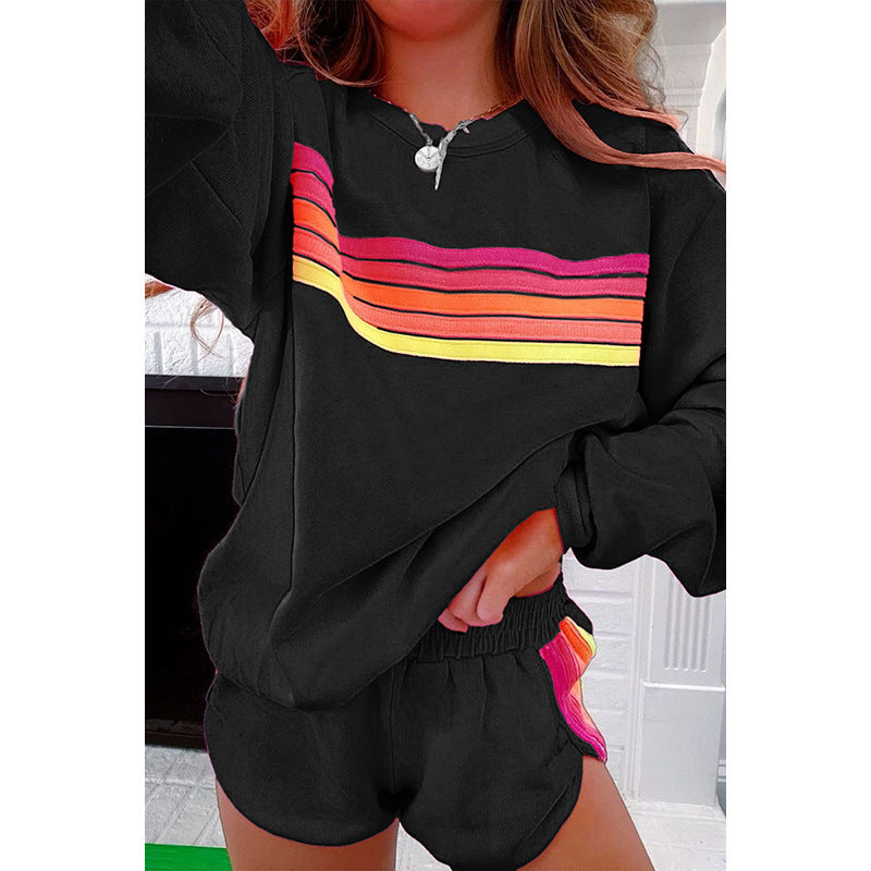 2025 Autumn and Winter European and American Contrast Webbing Set Women's Cross-border Independent Station Cross-border Hot Selling Autumn New Home Suit Women