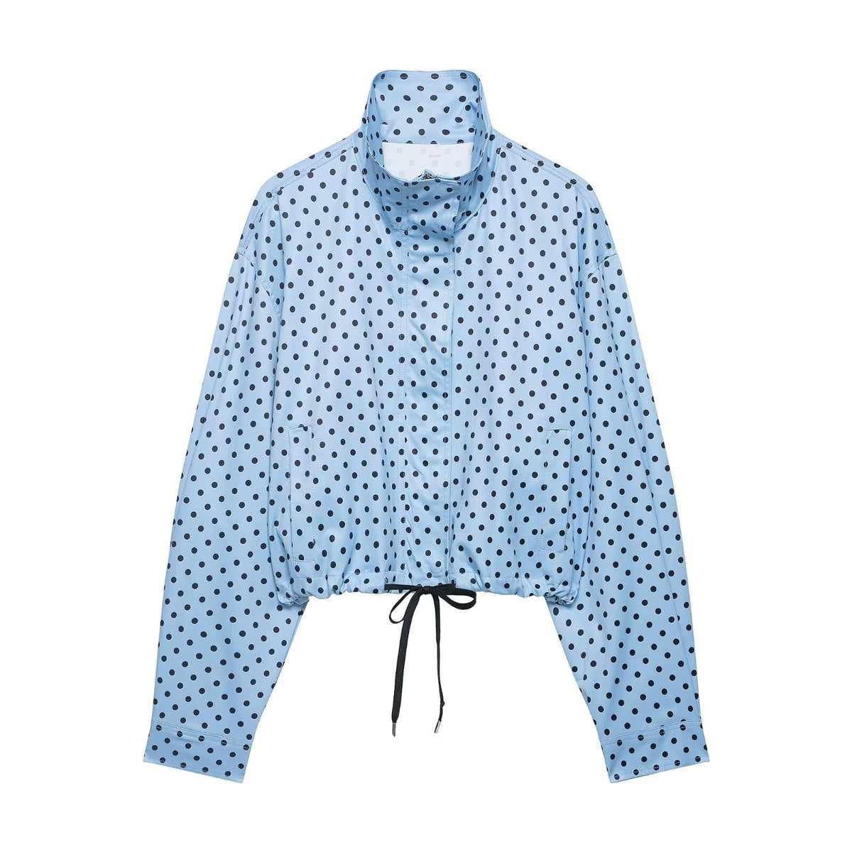 Cross-border foreign trade new European and American style stand-collar women's polka dot seerserian pilot jacket elegant drawstring jacket for women