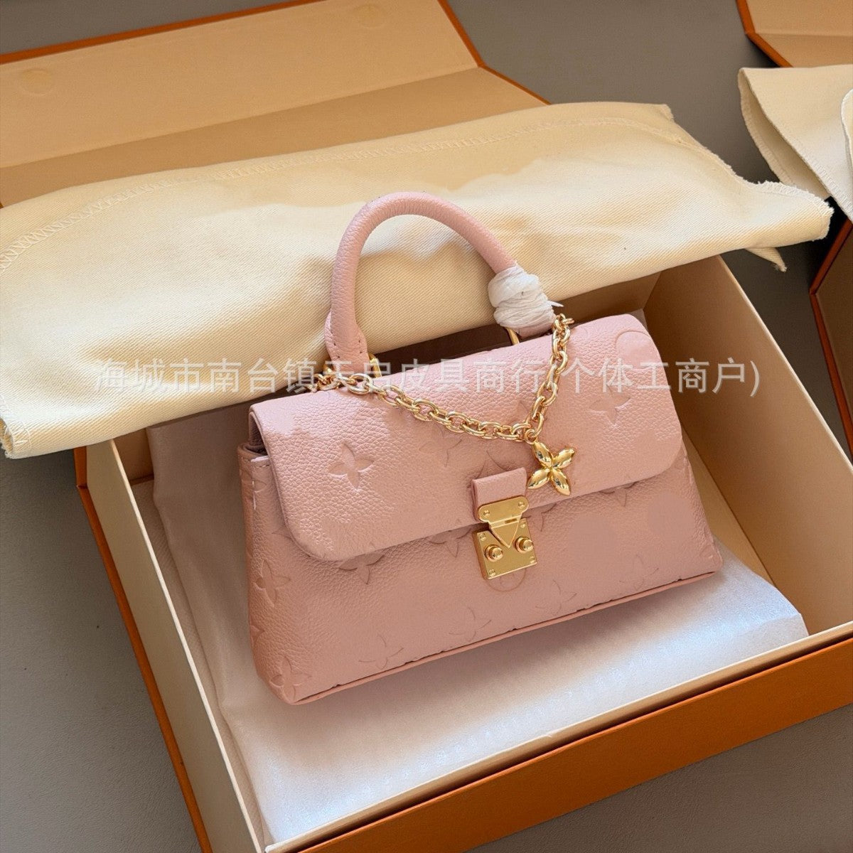25 New Madeleine Nano Leather Tote Chain, Crossbody Bag, Embossed Flap Bag, Premium