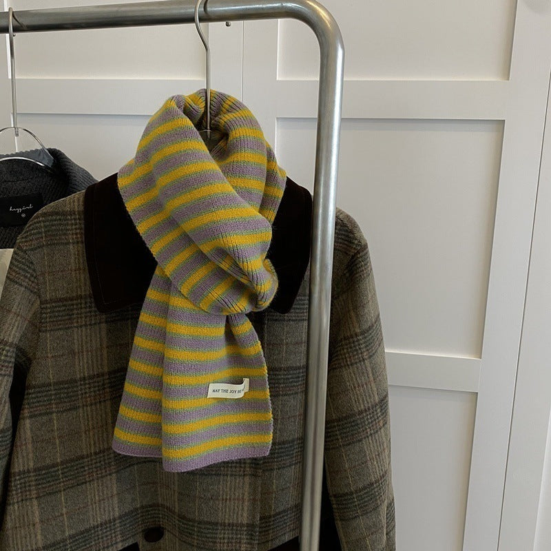 High-quality striped imitation cashmere knitted scarf