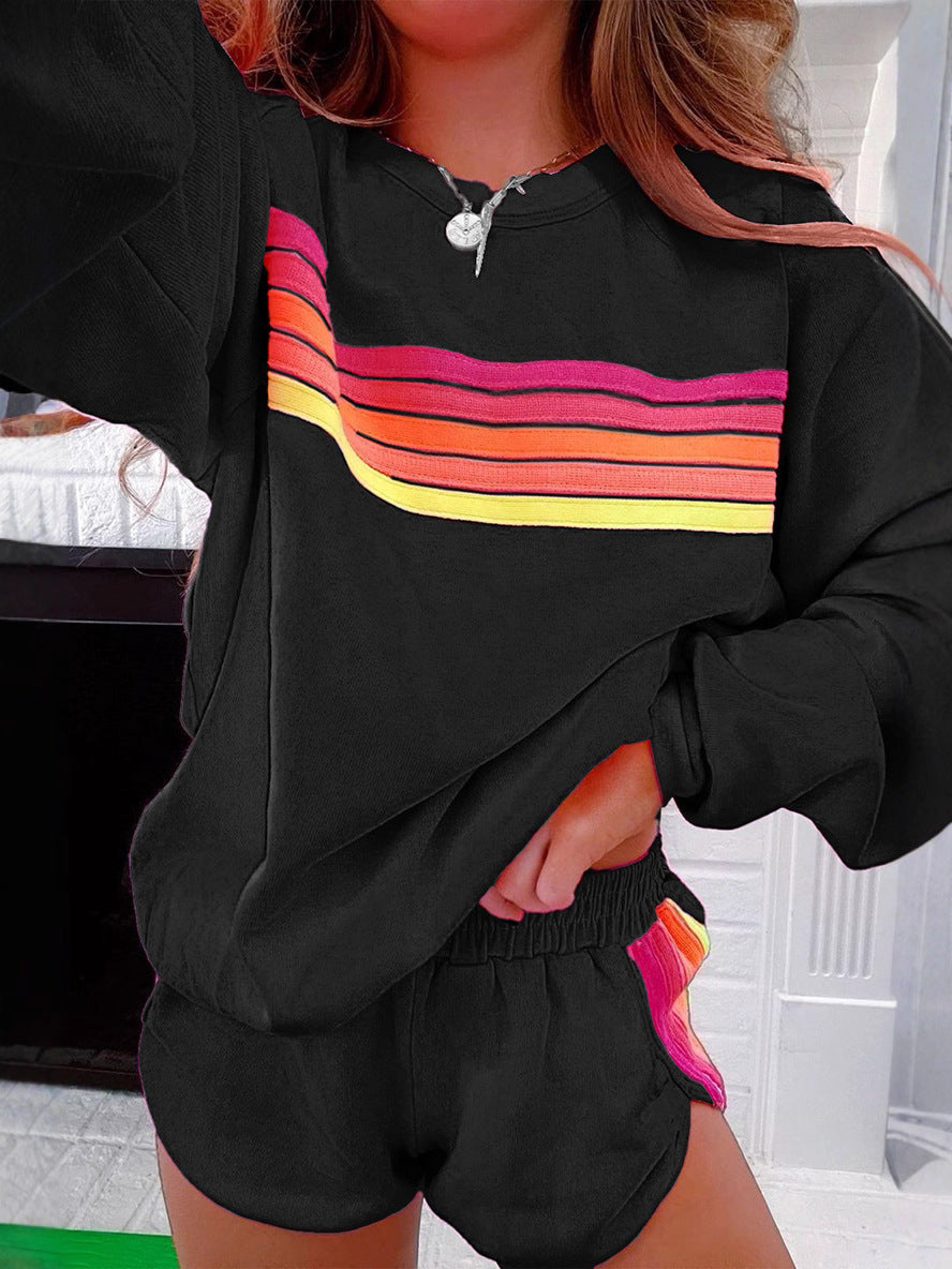 2025 Autumn and Winter European and American Contrast Webbing Set Women's Cross-border Independent Station Cross-border Hot Selling Autumn New Home Suit Women