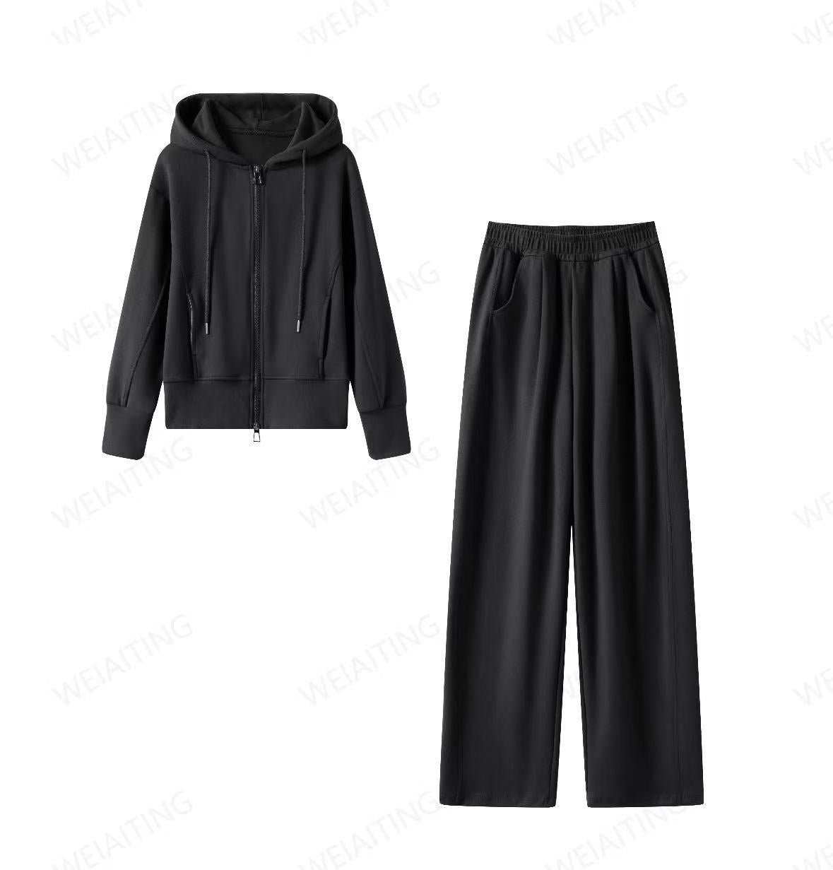 2026 Fashion Sportswear Set: Fleece-Lined Thickened Stand Collar Half Zipper Sweatshirt and Pants, Youthful Design Two-Piece Set for Women