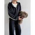 Luxi Lazy Hooded Sweatshirt Jacket Wide-Leg Long Pants Women's Autumn/Winter Commuting Slimming Sports Casual Set 21129