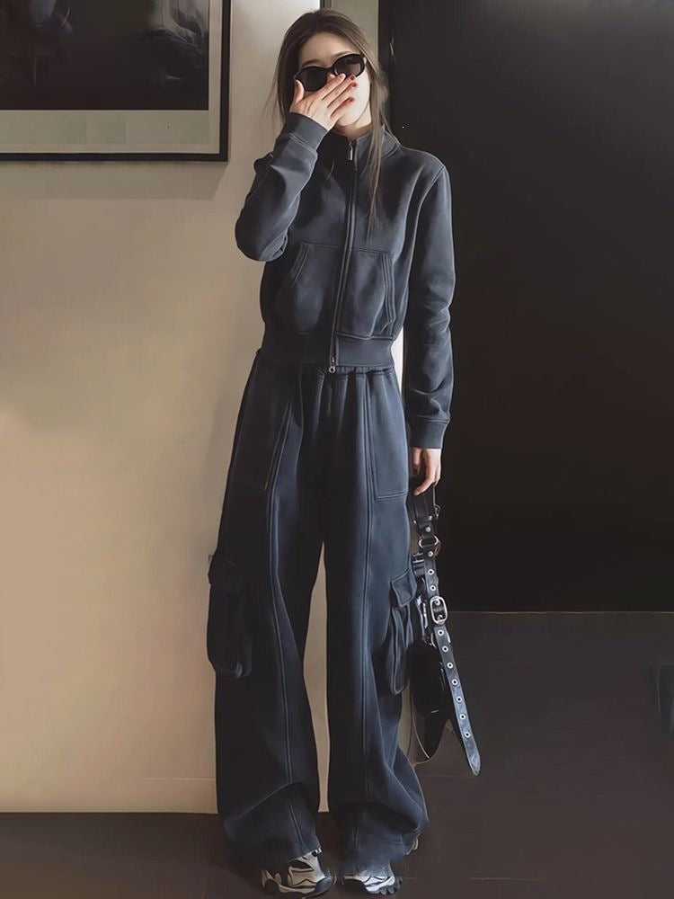 2026 Super Popular Casual Sportswear Set for Women, Spring and Autumn Loose Slimming Fashionable Premium Sweatshirt and Work Pants Two-Piece Set