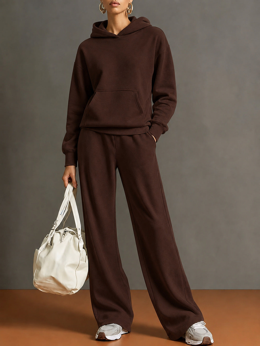 2026 Autumn Sweatshirt Set Women's Hooded Loose Drapey Wide-Leg Pants Casual Sports Two-Piece Versatile Set