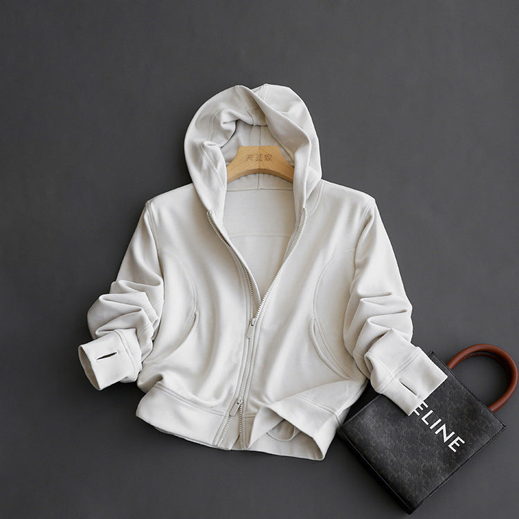 Comfortable fried with wool mulberry silk soft glutinous hood stand-up collar zipper jacket straight trouser set women's autumn 093