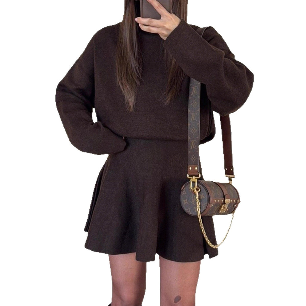 In-stock women's Korean sportswear set, elegant knit TK autumn/winter European and American women's new two-piece set
