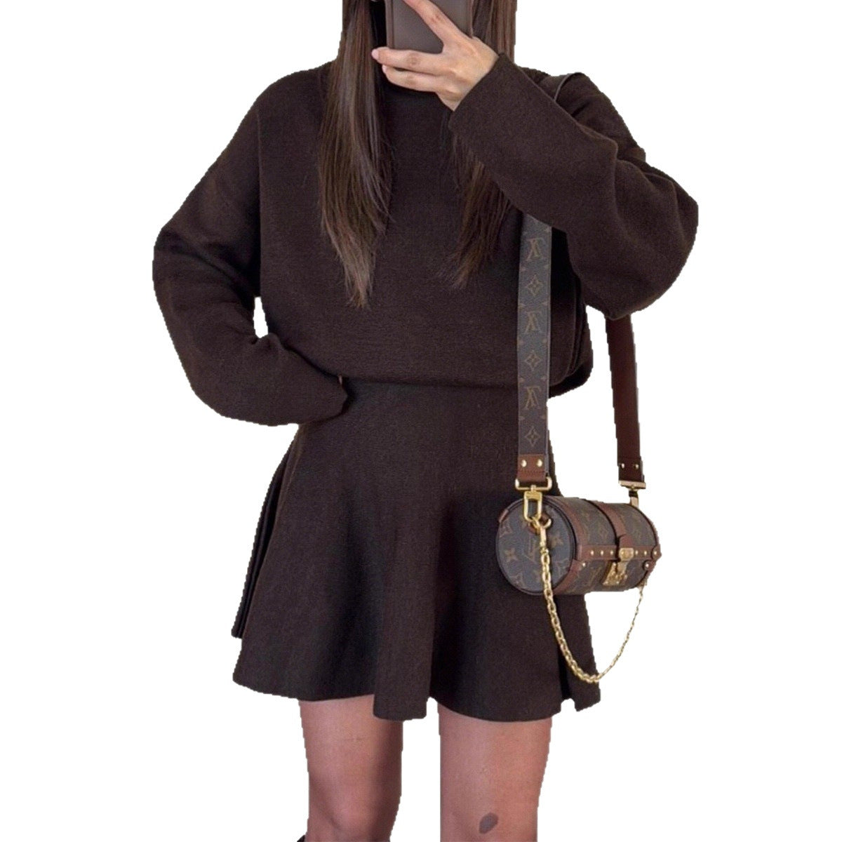 In-stock women's Korean sportswear set, elegant knit TK autumn/winter European and American women's new two-piece set