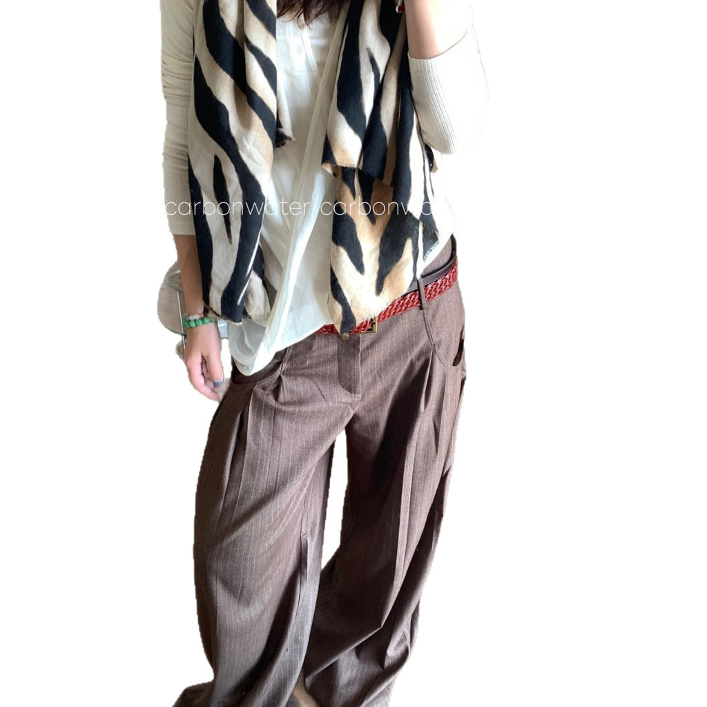 Carbon Water Retro Premium Zebra Pattern Scarf for Women, Autumn/Winter Warm Versatile Neck Warmer and Shawl, Dual-use