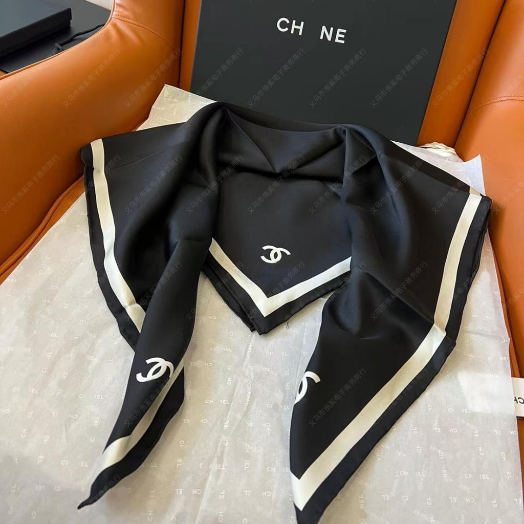 Cross-border silk scarf hot sale new Korean ins style print simple high-end silk twill silk scarf women's 90 silk scarf