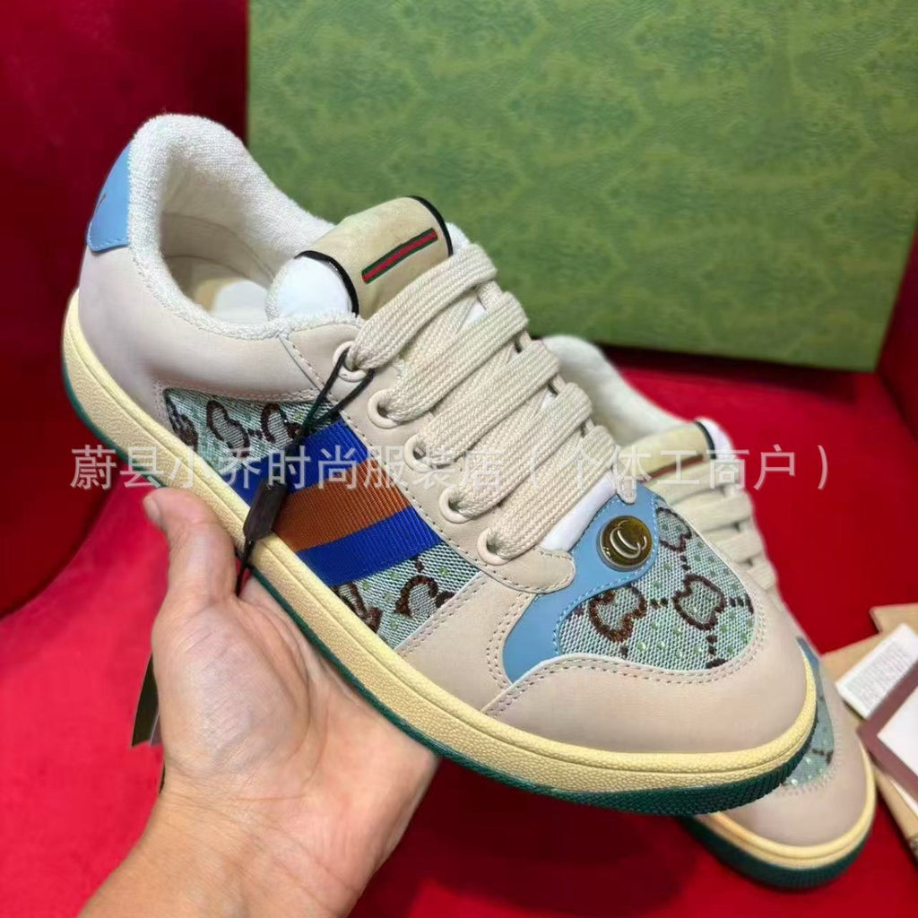 Guangzhou High-Quality Factory Direct Sale GG Family Dirty Shoes for Women 2025 New Casual Sports Shoes Suede White Sneakers for Women