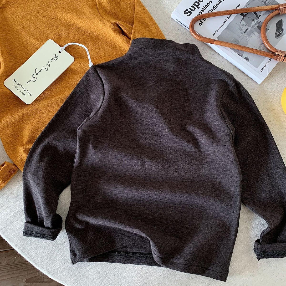 2026 Autumn New Korean-style Children's Multi-Color Off-Shoulder Base Shirt Stretch Skin-Friendly Solid Color Top for Boys and Girls