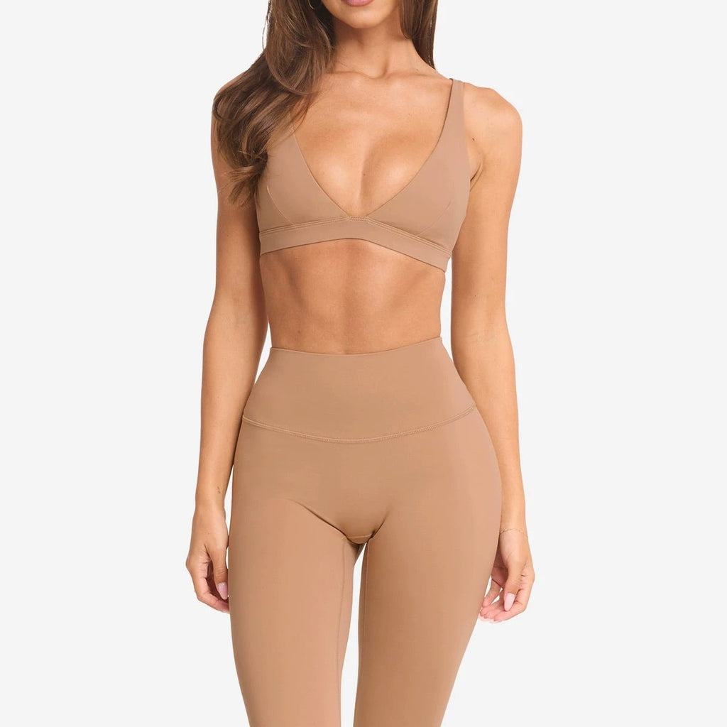 Foreign trade cross-border European and American yoga V-neck bra women's shockproof gathering bra high elasticity quick dry buttocks lifting sports fitness pants