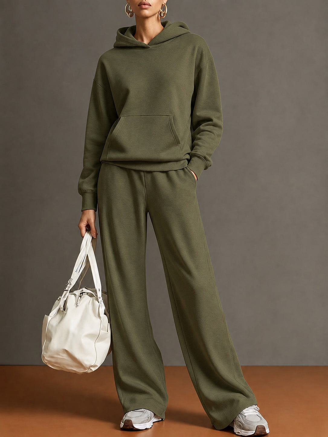 2026 Autumn Sweatshirt Set Women's Hooded Loose Drapey Wide-Leg Pants Casual Sports Two-Piece Versatile Set