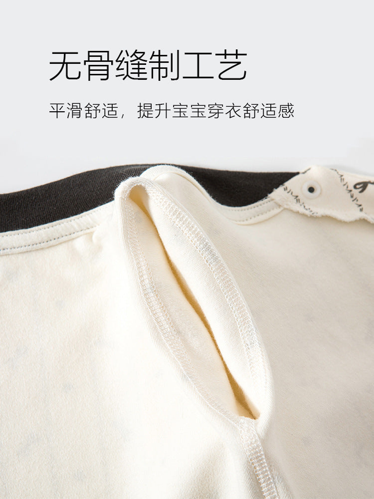 Baby thermal underwear set, baby high-waist belly support pants, spring/autumn warm loungewear, children's underwear, base layer