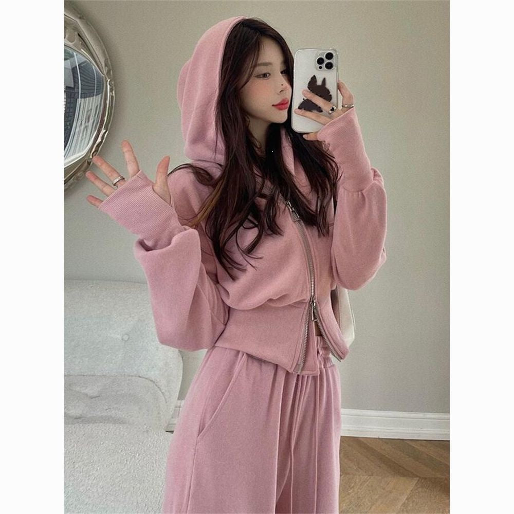 Salt sportswear suit women's spring and autumn new Korean version of student slimming loose fashion sweatshirt casual two-piece set