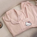 HelloKitty Velvet Pajamas Women's Autumn and Winter Coral Velvet Thickened Long Sleeve Spring and Autumn Loungewear Set