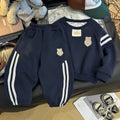 Boys' autumn and spring children's new crew neck sports sweatshirt two-piece set, side stripe sweatshirt casual set for women