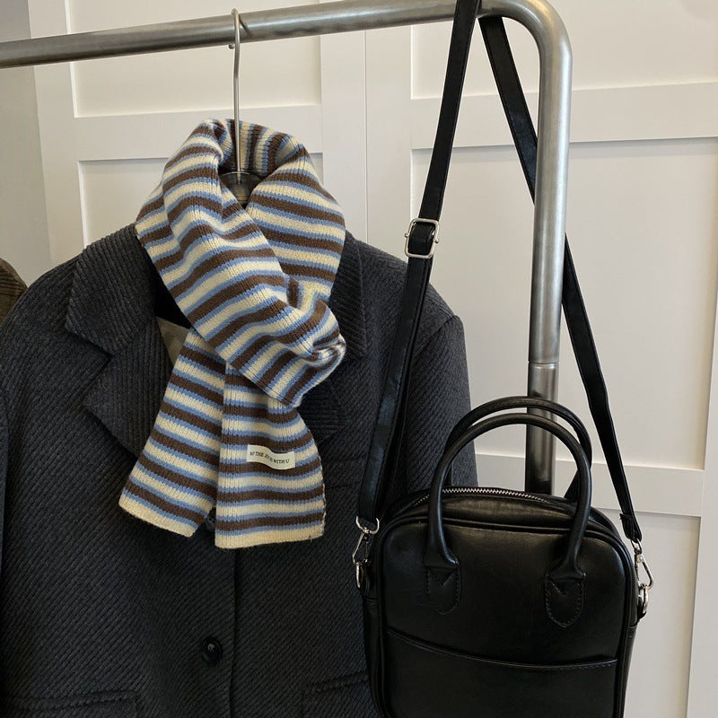 High-quality striped imitation cashmere knitted scarf