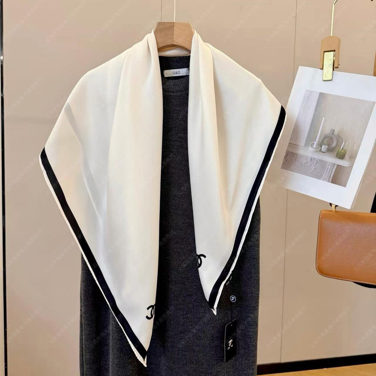 Cross-border silk scarf hot sale new Korean ins style print simple high-end silk twill silk scarf women's 90 silk scarf