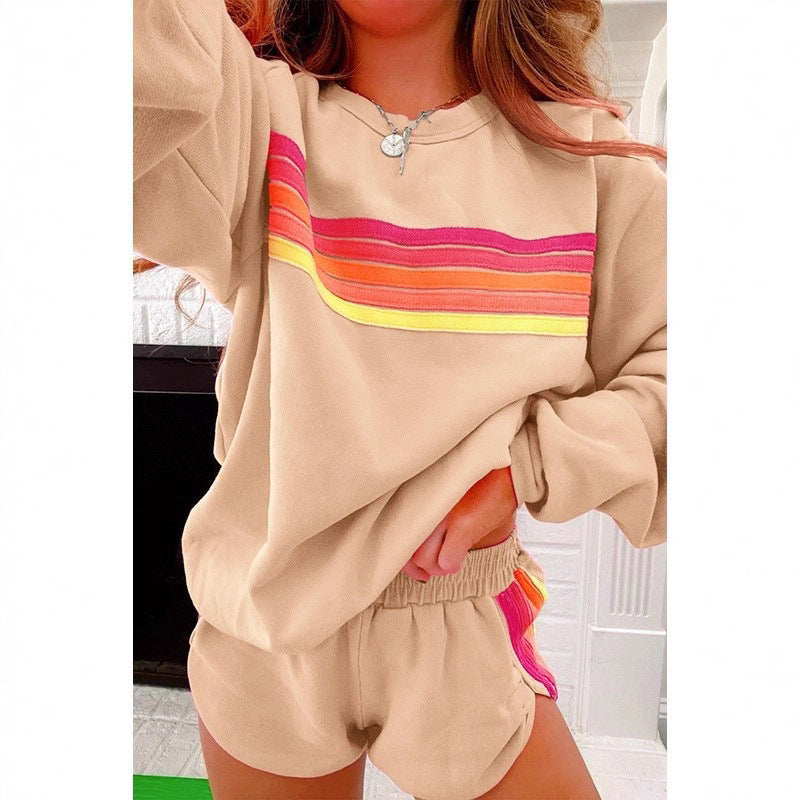 2025 Autumn and Winter European and American Contrast Webbing Set Women's Cross-border Independent Station Cross-border Hot Selling Autumn New Home Suit Women