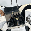 Cross-border fragrant milk cowhide caviar 25bag mini diamond pattern underarm chain drawstring bucket single-shoulder women's bag