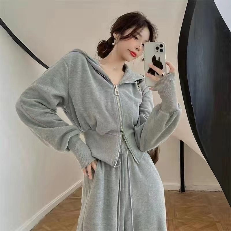 Salt sportswear suit women's spring and autumn new Korean version of student slimming loose fashion sweatshirt casual two-piece set