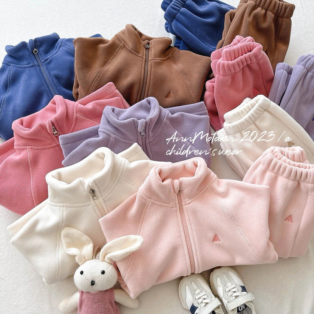 Sweet Xiaosi children's and girls' set, autumn/winter 2026 new little girl fleece jacket, children's fleece-lined warmth