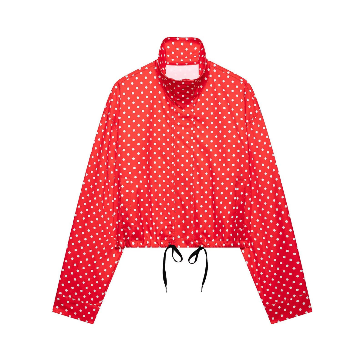 Cross-border foreign trade new European and American style stand-collar women's polka dot seerserian pilot jacket elegant drawstring jacket for women