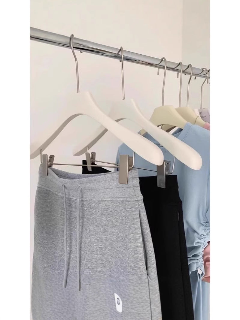 Gray short sports sweat skirt pants for women, 2025 spring new high-end drawstring hip-hugging short skirt, A-line skirt