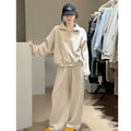 2026 Fashion Sportswear Set: Fleece-Lined Thickened Stand Collar Half Zipper Sweatshirt and Pants, Youthful Design Two-Piece Set for Women