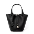 TC pattern top layer cowhide 22CM large bucket cabbage basket women's bag leather handbag newlywed bag mommy women's bag