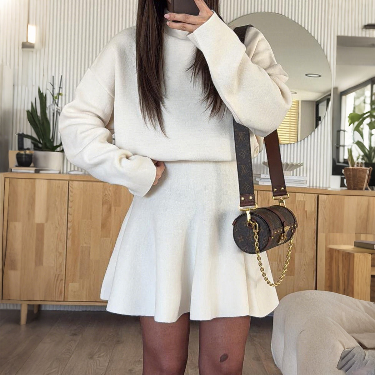 In-stock women's Korean sportswear set, elegant knit TK autumn/winter European and American women's new two-piece set