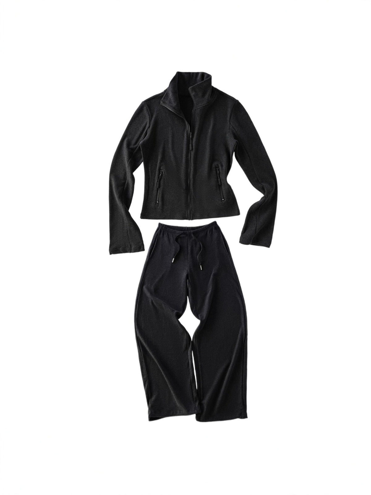 pokiovo high-end outfit, stand collar, slim fit women's jacket, floor-length pants, autumn casual sweatshirt, two-piece sweatpants