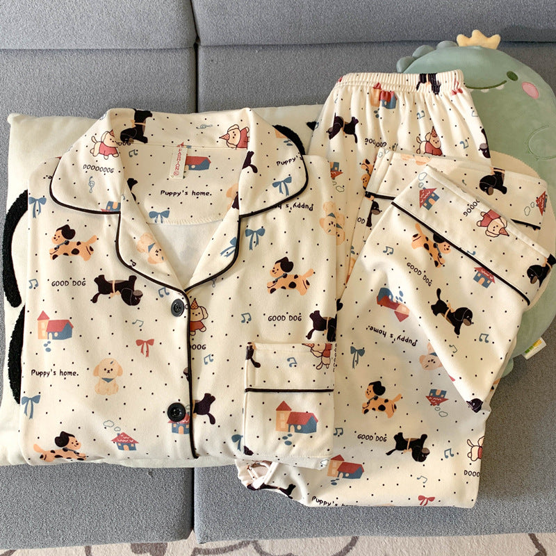 HelloKitty Velvet Pajamas Women's Autumn and Winter Coral Velvet Thickened Long Sleeve Spring and Autumn Loungewear Set