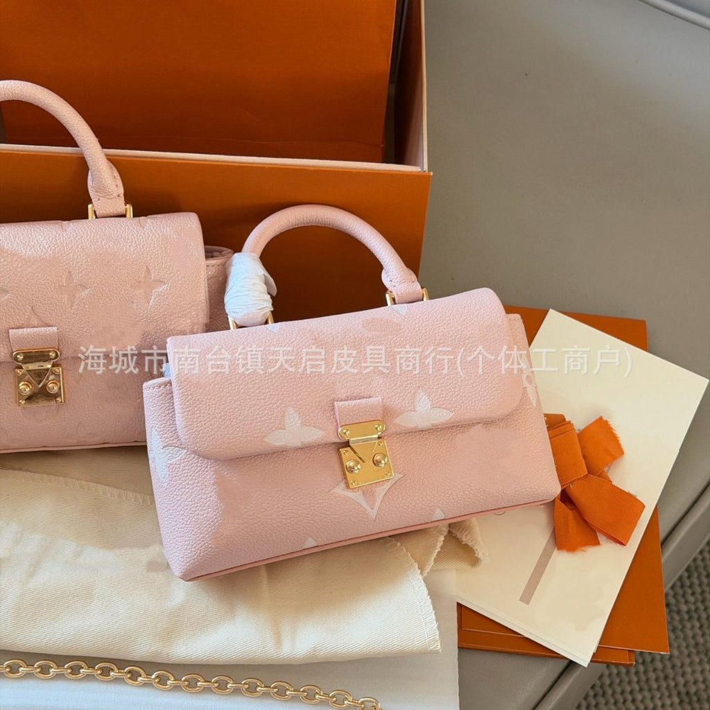 25 New Madeleine Nano Leather Tote Chain, Crossbody Bag, Embossed Flap Bag, Premium